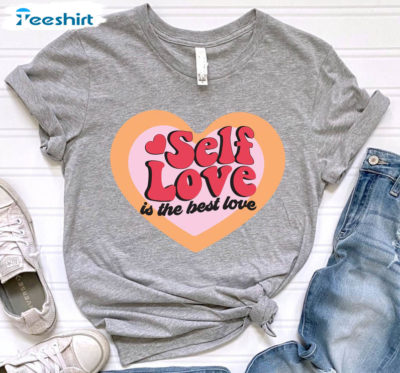 Self Love Is The Best Love Vintage Shirt, Happy Valentines Day Short Sleeve Unisex Hoodie