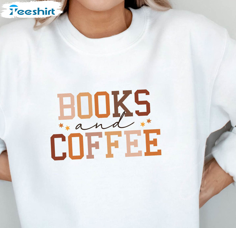 Books And Coffee Retro Sweatshirt, Trending Sweater Long Sleeve Vintage Style