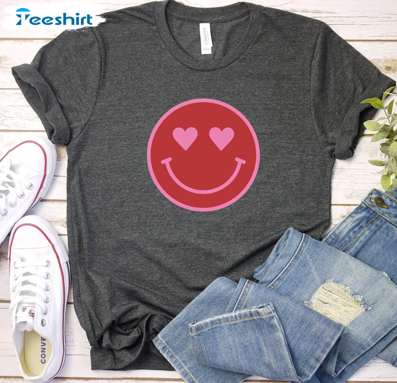 Valentines Day Smile Face Shirt, Love Valentine Long Sleeve Unisex Hoodie