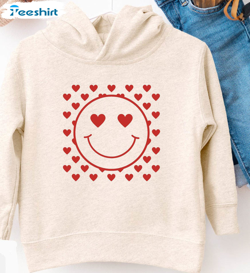 Valentines Smiley Face Shirt, Valentines Day Short Sleeve Unisex T-shirt