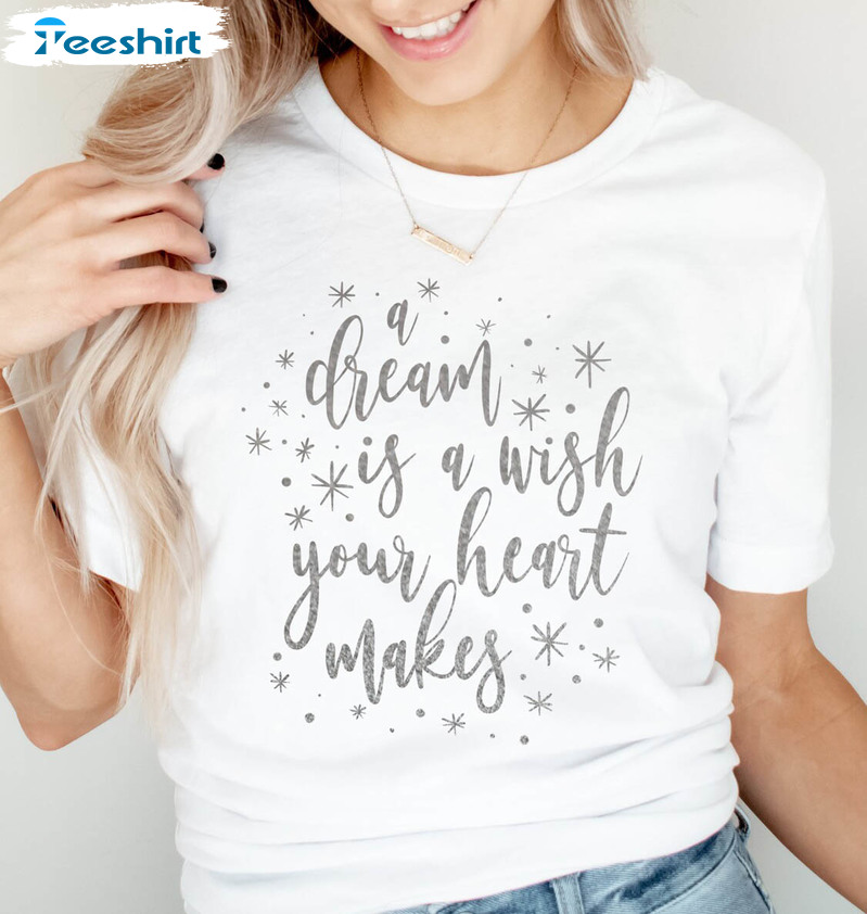 Metallic Silver Cinderella Shirt, A Dream Is A Wish Your Heart Makes Short Sleeve Unisex Hoodie