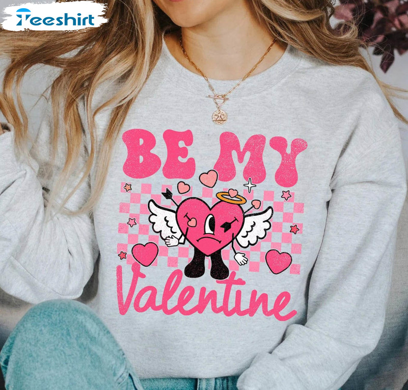 Be My Valentine Bad Bunny Shirt, Vintage Valentine Tee Tops Unisex Hoodie