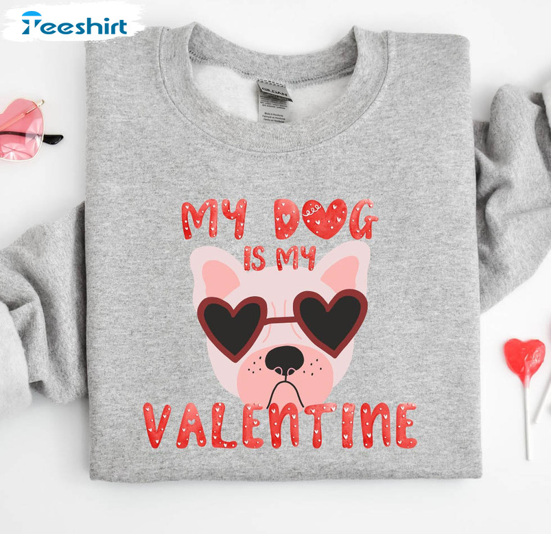 My Dog Is My Valentine Sweatshirt, Pet Lover Long Sleeve Unisex Hoodie