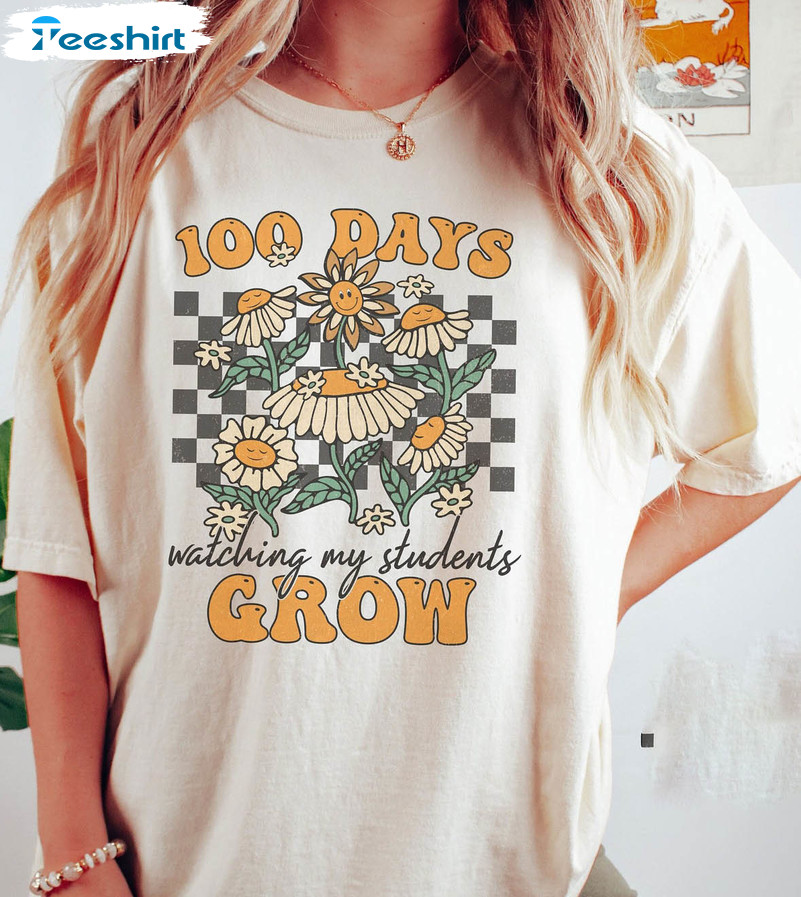100 Days Of Watching My Students Grow Vintage Unisex T-shirt , Crewneck