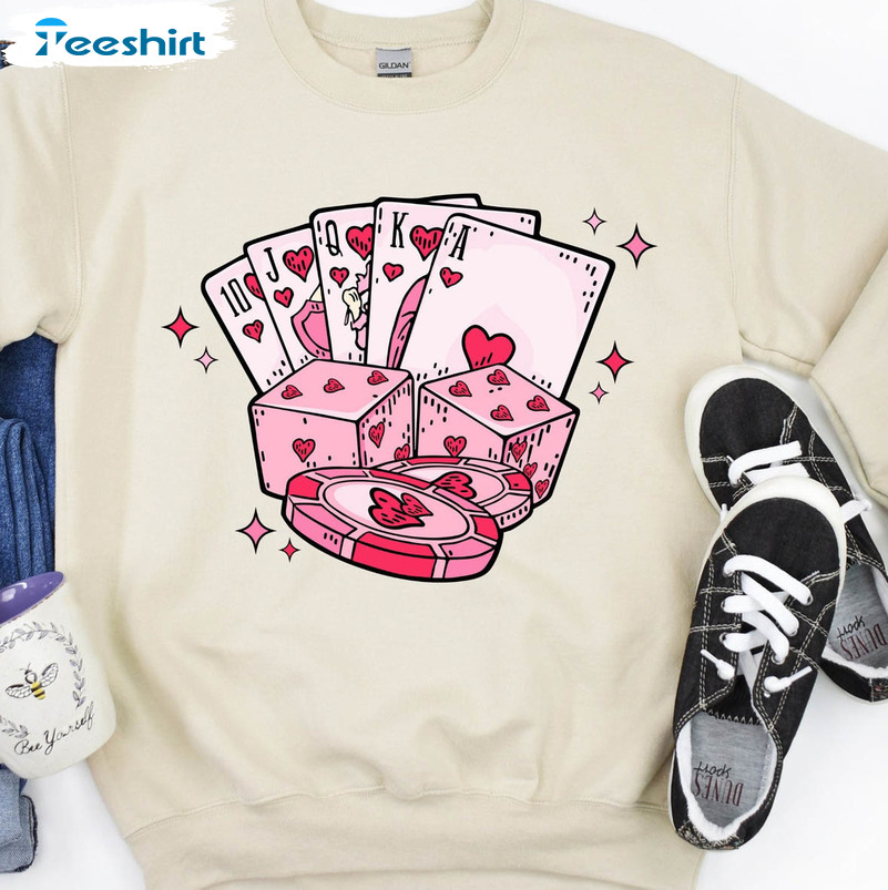 Feeling Lucky Funny Shirt, Playing Cards Valentines Unisex T-shirt Short Sleeve