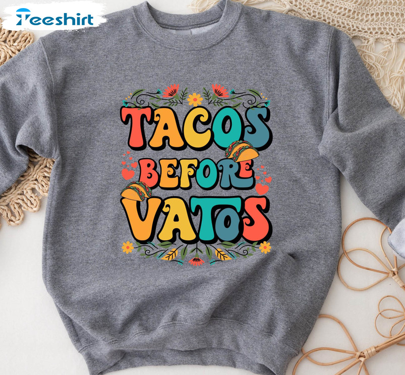 Tacos Before Vatos Valentines Shirt, Vintage Unisex T-shirt Long Sleeve