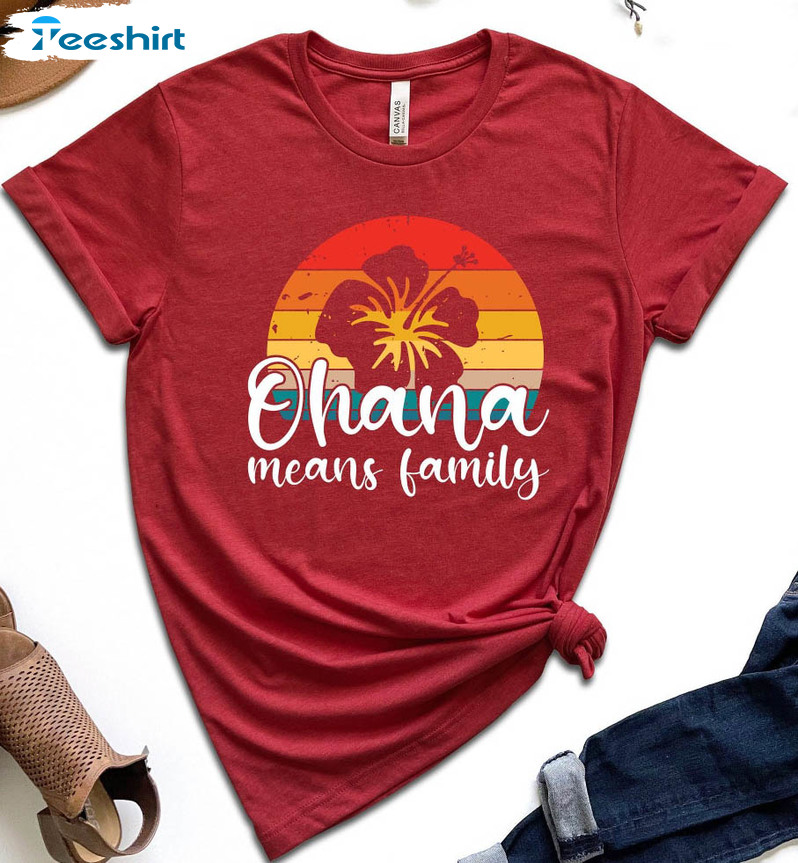 Ohana Means Family Shirt, Funny Family Tee Tops Short Sleeve