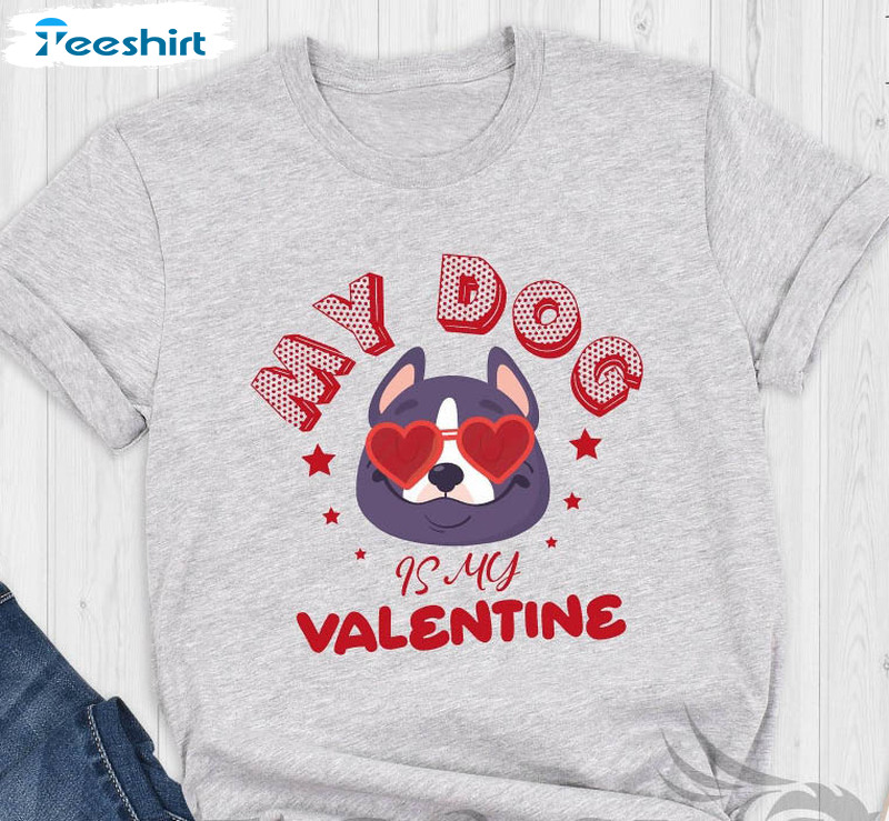 My Dog Is My Valentine Shirt, Dog Lover Sweater Short Sleeve