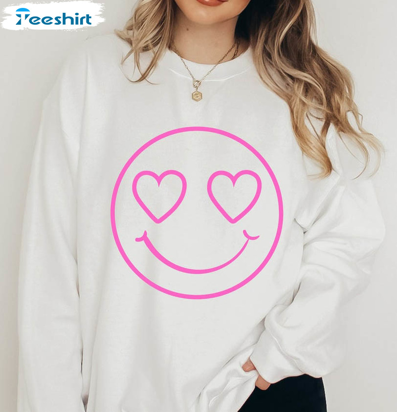 Heart Eyes Valentines Sweatshirt , Vintage Unisex Hoodie Long Sleeve