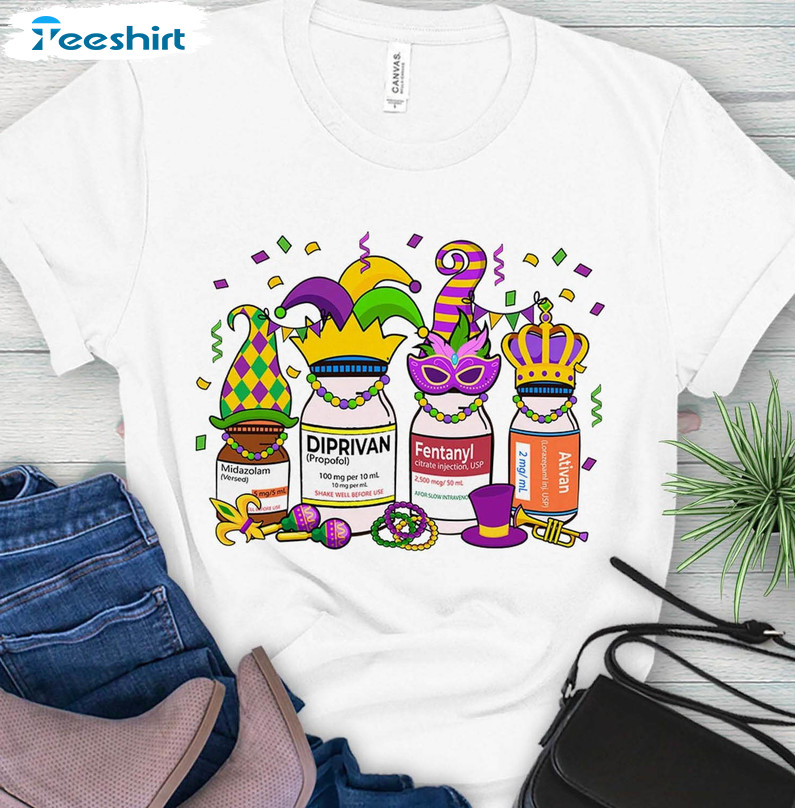 Mardi Gras Nurse Trendy Shirt, Mardi Gras Parade Long Sleeve Unisex T-shirt