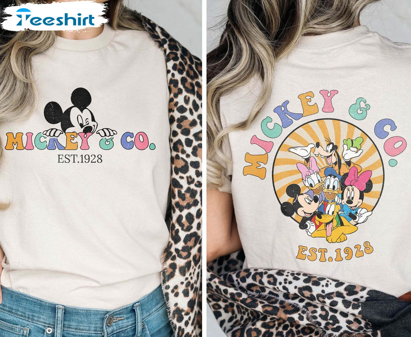 Retro Mickey And Co Est 1928 Shirt, Vintage Disneyland Unisex Hoodie Long Sleeve