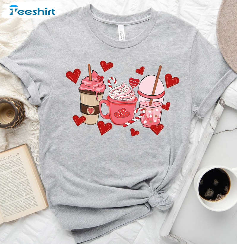 Valentine Coffee Vintage Shirt, Valentines Day Short Sleeve Sweater