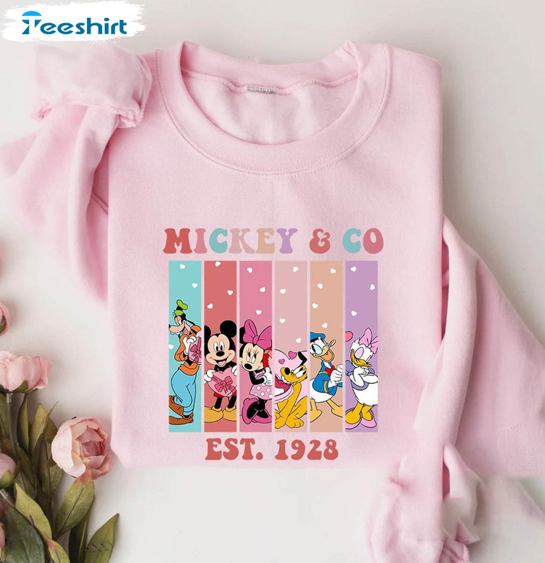Vintage Mickey Amp Co Est 1928 Shirt, Mickey And Friends Unisex T-shirt Long Sleeve