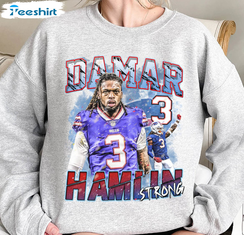 Damar Hamlin Buffalo Football Shirt, Trending Damar Hamlin Crewneck Unisex  T-shirt