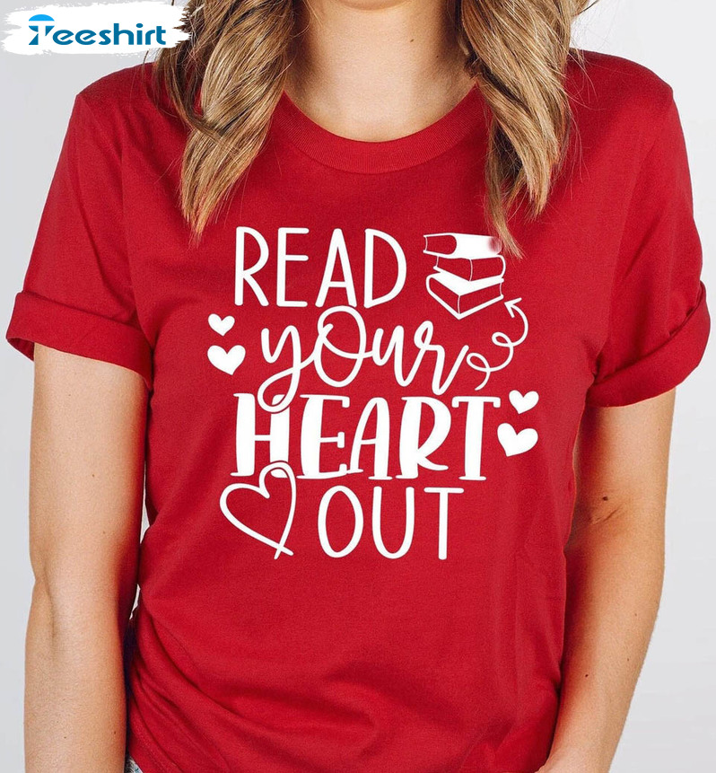 Teacher Valentine Shirt, Read Your Heart Out Vintage Tee Tops Unisex Hoodie