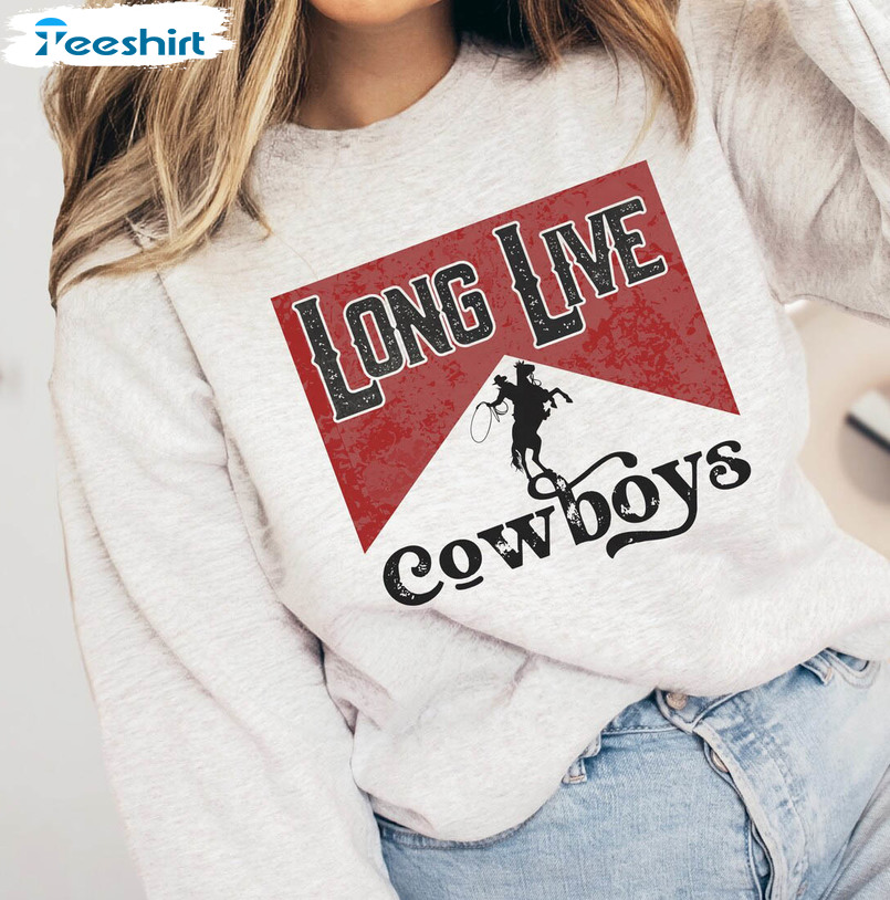 Women Long Live Cowboy T-Shirt Skeleton Horse Graphic Western