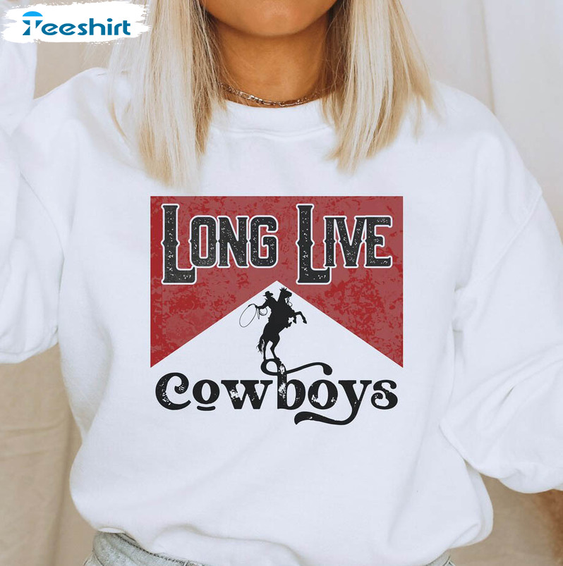 Women Long Live Cowboy T-Shirt Skeleton Horse Graphic Western