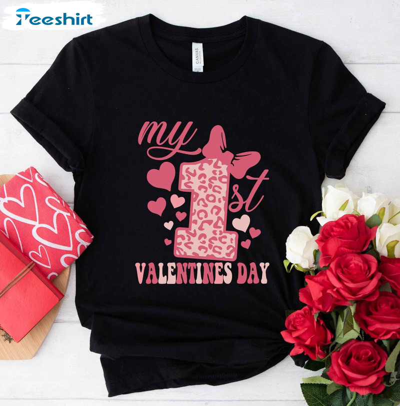 My 1st Valentine's Day Shirt, Couple Valentines Day Unisex Hoodie Crewneck