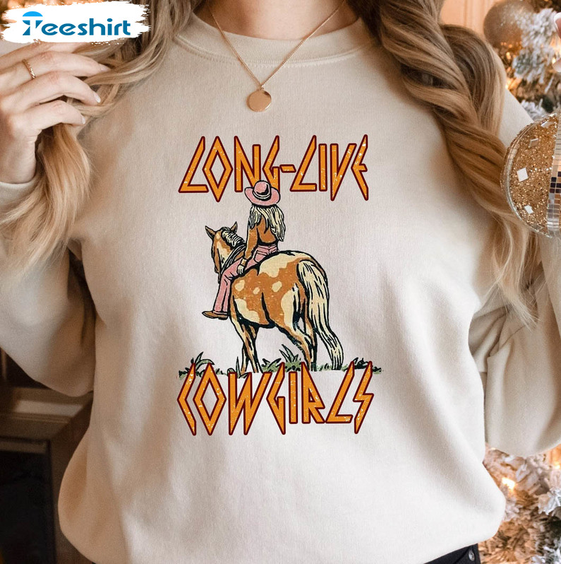 Long Live Cowboys Sweatshirt, Western Skeleton Crewneck Short Sleeve