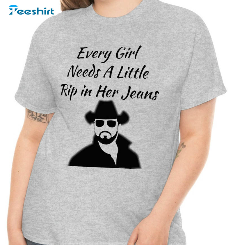 Every Girl Needs A Little Rip In Her Jeans Trending Shirt, Yellowstone Unisex Hoodie Crewneck