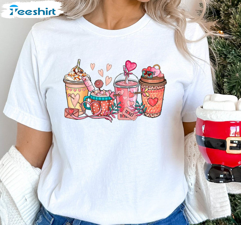 Valentine Coffee Shirt, Coffee Lover Crewneck Short Sleeve