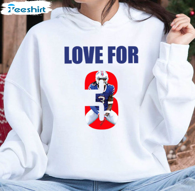 Love For 3 Vintage Shirt, Pray For Damar Hamlin Unisex Hoodie Crewneck