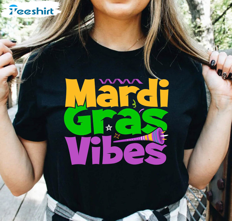 Mardi Gras Vibes Shirt, Fat Tuesday Short Sleeve Crewneck