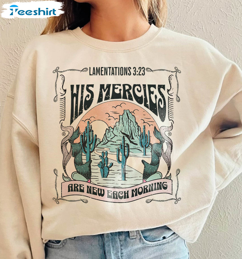 His Mercies Shirt, Vintage Christian Unisex T-shirt Short Sleeve