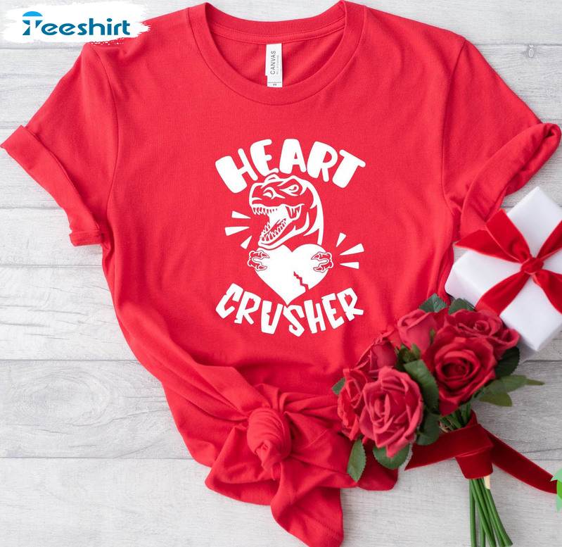 Heart Crusher Shirt, Valentine Dinosaur Unisex T-shirt Unisex Hoodie