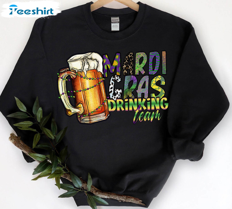 Mardi Gras Drinking Team Shirt, Flower De Luce Tee Tops Unisex Hoodie
