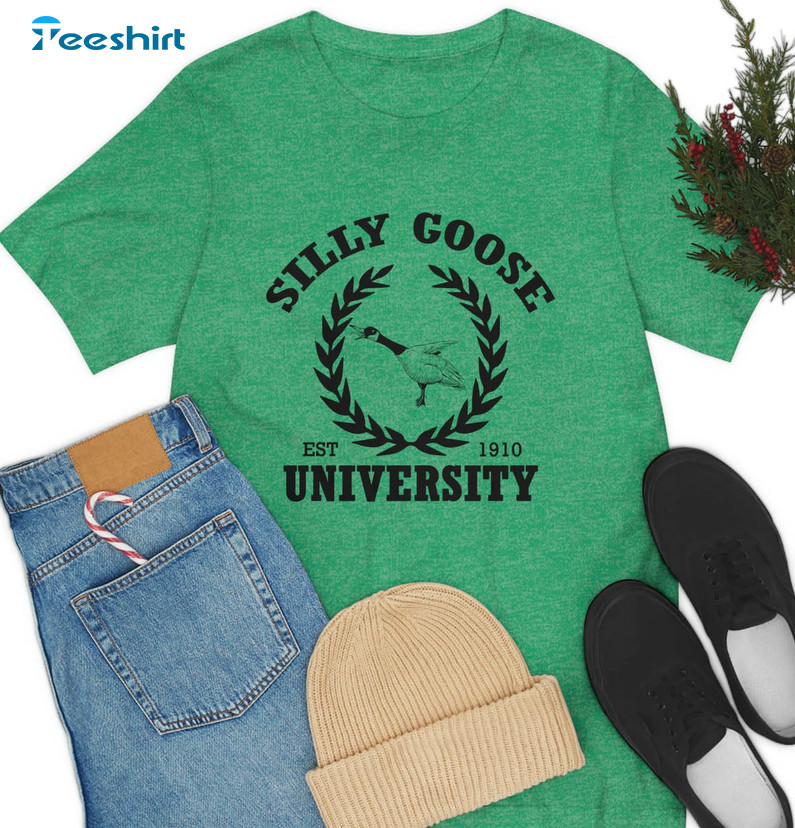 Silly Goose University Funny Shirt, Trendy Crewneck Unisex Hoodie