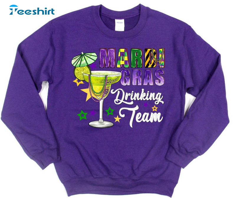 Mardi Gras Drinking Team Funny Shirt, Mardi Gras Day Long Sleeve Unisex Hoodie