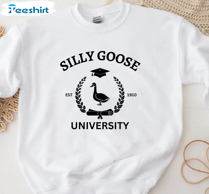 Silly Goose University Vintage Shirt, Goose University Pullover Sweater Long Sleeve