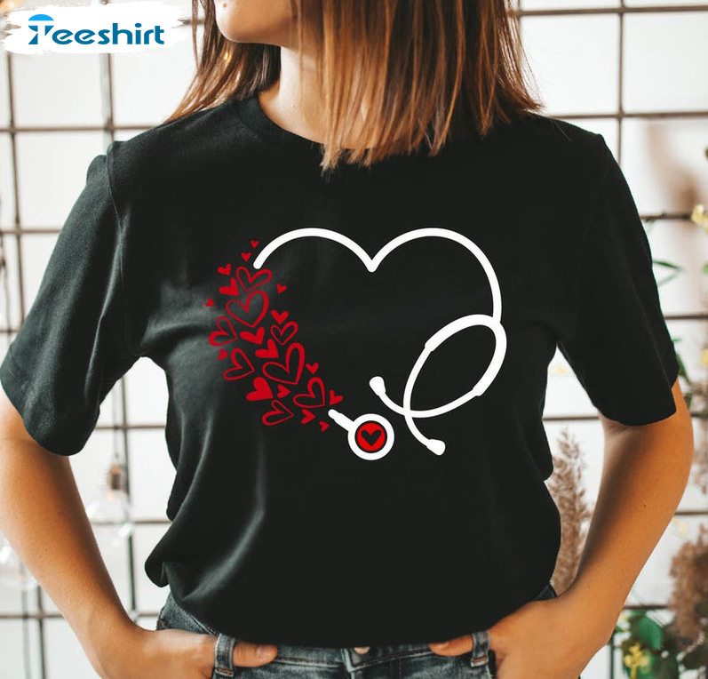 Nurse Valentine Shirt, Nurse Appreciation Valentine Day Unisex T-shirt Long Sleeve