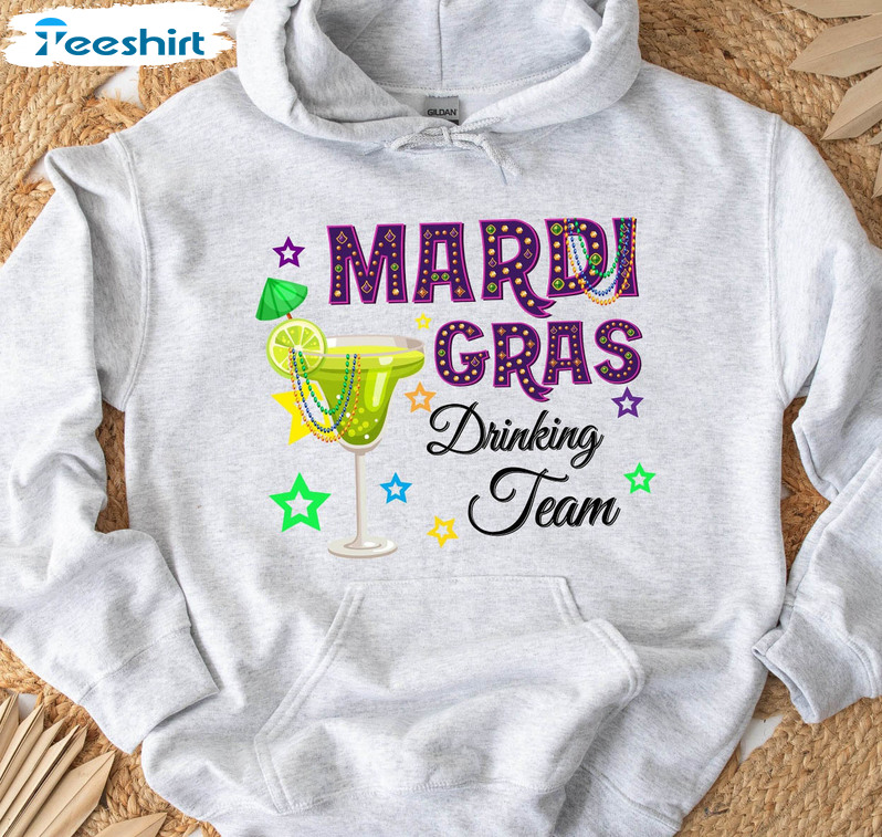 Mardi Gras Drinking Team Sweatshirt, Mardi Gras Carnival 2023 Short Sleeve Long Sleeve