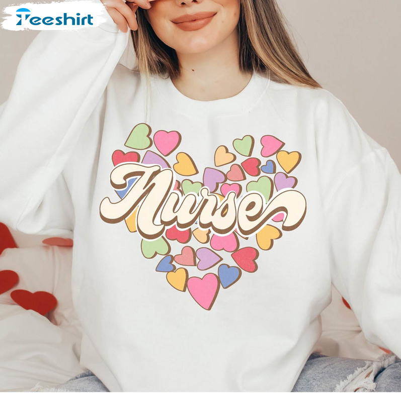 Nurse Valentines Day Shirt, Candy Heart Long Sleeve Unisex T-shirt