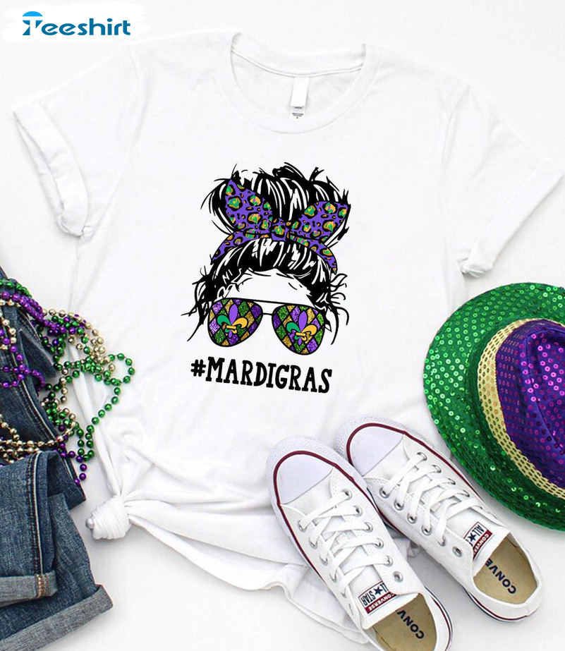 Mardi Gras Messy Bun Shirt, Fat Tuesday Sweatshirt Unisex Hoodie