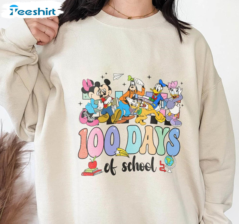 100 Days Of School Disney Shirt, Mickey And Friends Unisex Hoodie Sweatshirt