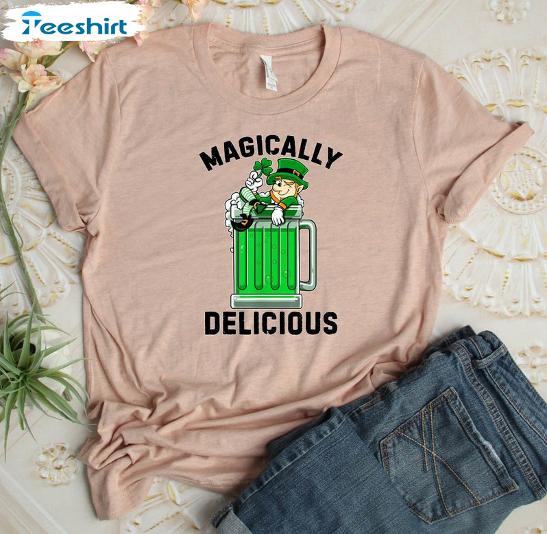 Magically Delicious Leprechaun Shamrock Shirt, Saint Patrick's Day Crewneck Hoodie