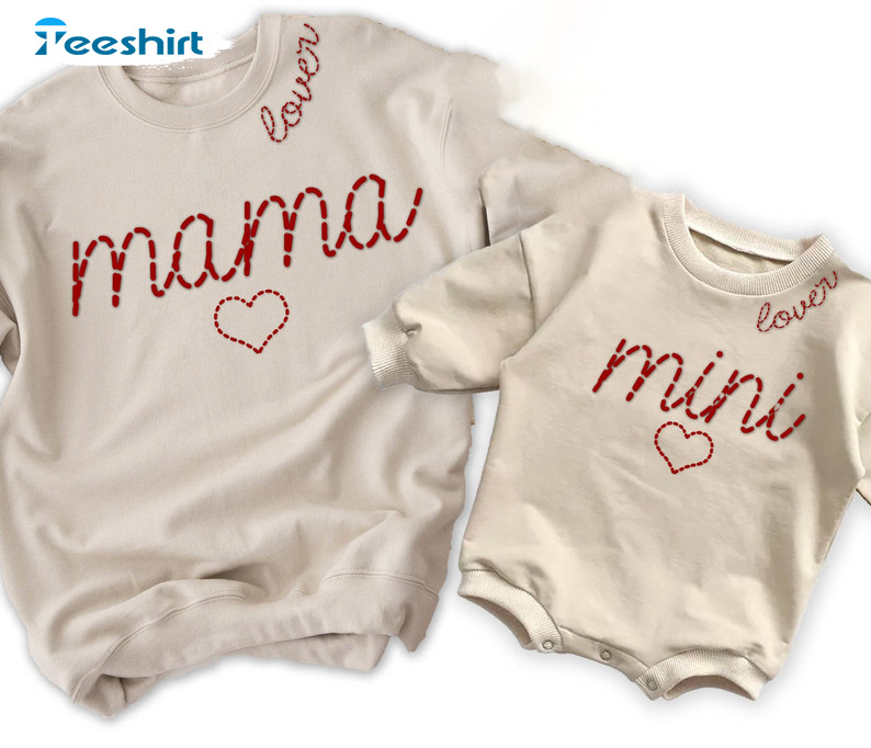 Matching Mom Kids Valentines Sweatshirt, Mama Mini Unisex Hoodie Long Sleeve