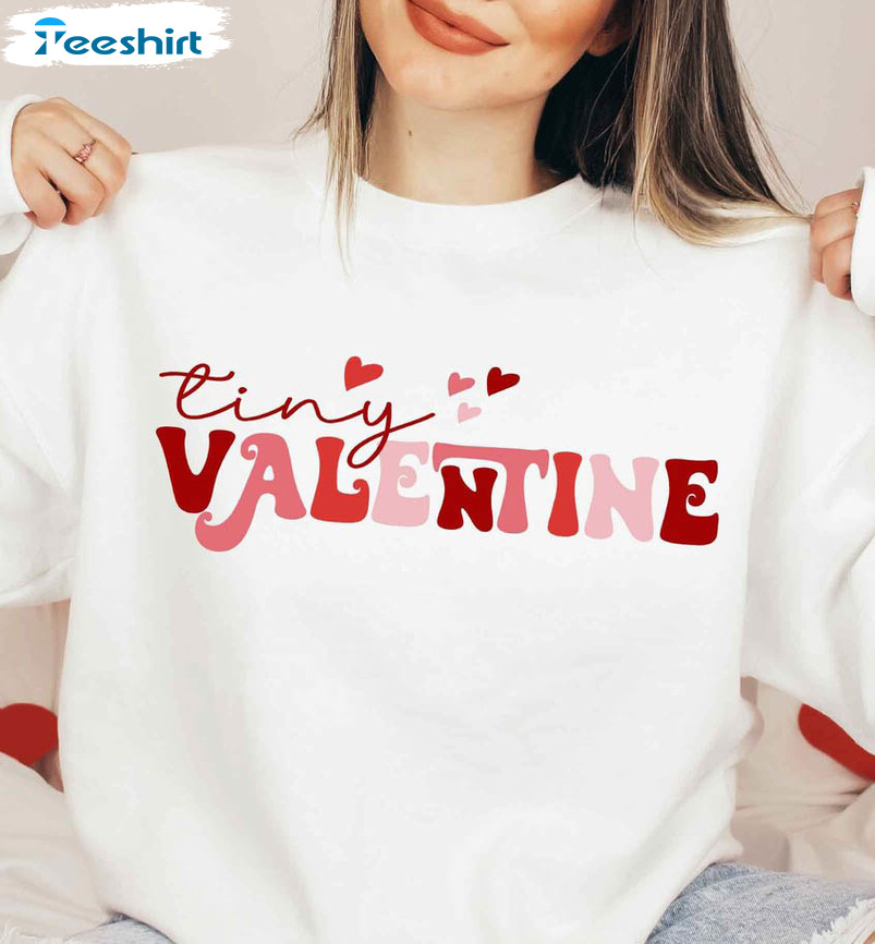 Tiny Valentine Shirt, Cute Little Girls Valentine Short Sleeve Crewneck