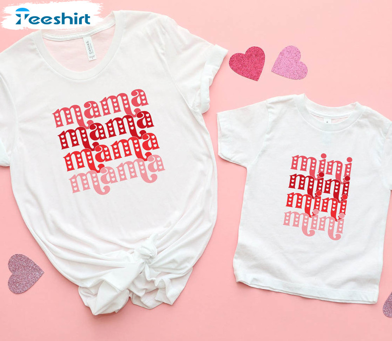 Valentine Mama Mini Shirt, Matching Long Sleeve Tee Tops