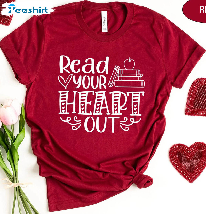 Read Your Heart Out Vintage Shirt, Librarian Valentine Sweater Long Sleeve