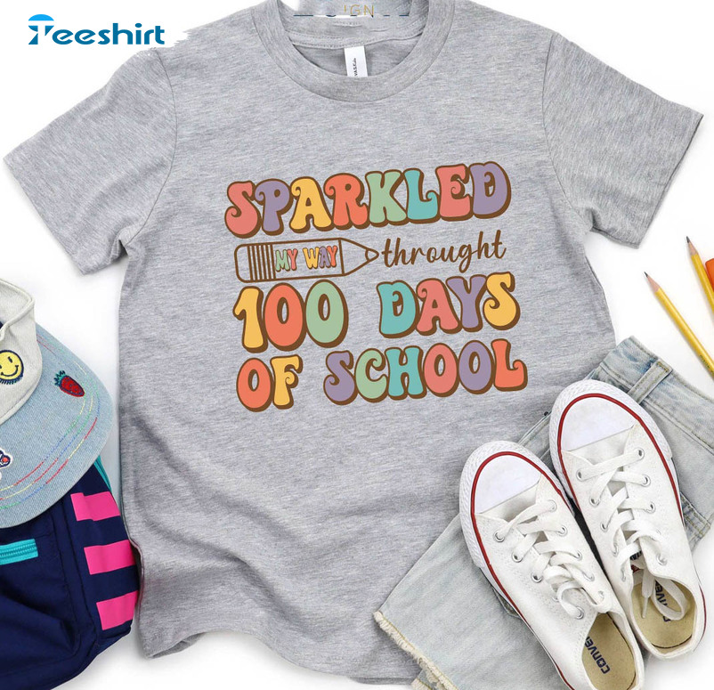 Sparkled My Way Through 100 Days Of School Vintage Sweatshirt, Unisex Hoodie