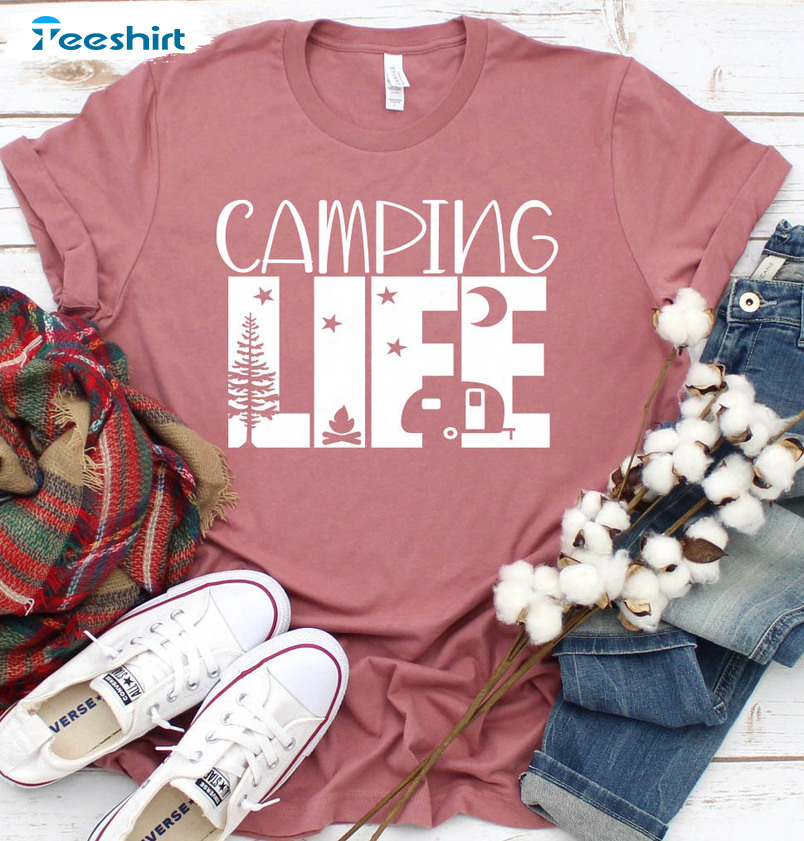 Camping Life Shirt, Happy Camper Crewneck Unisex Hoodie