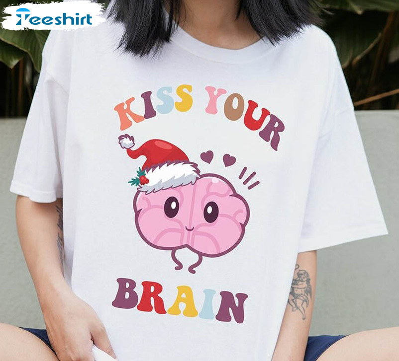 Kiss Your Brain Shirt, Mental Health Matters Crewneck Unisex Hoodie