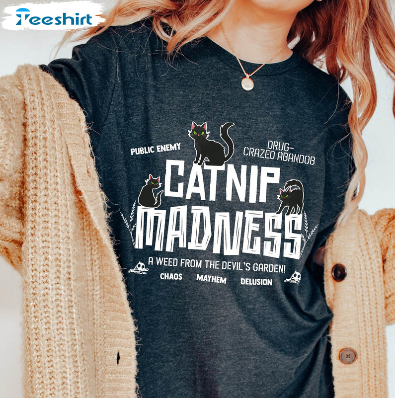 Catnip Madness Cute Shirt, Funny Cat Unisex T-shirt Short Sleeve