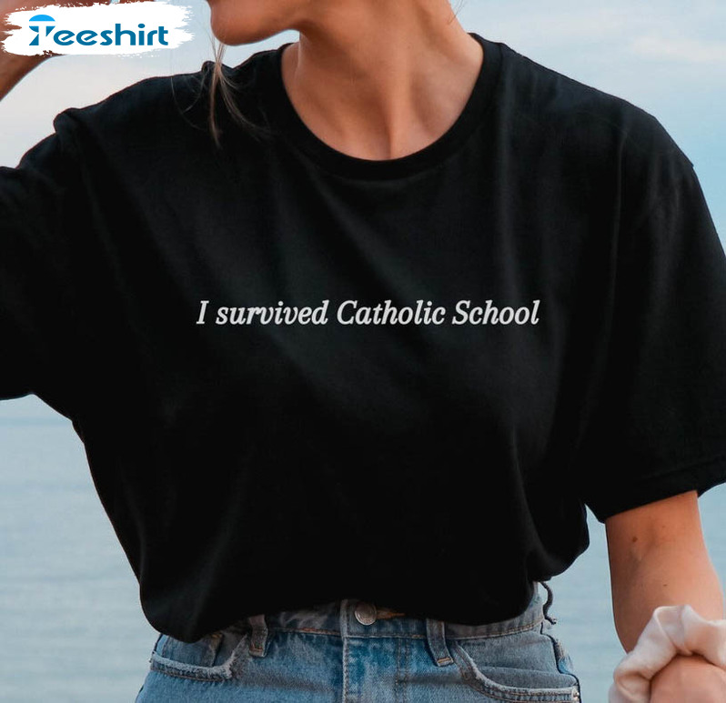 I Survived Catholic School Shirt, Vintage Unisex Hoodie Long Sleeve