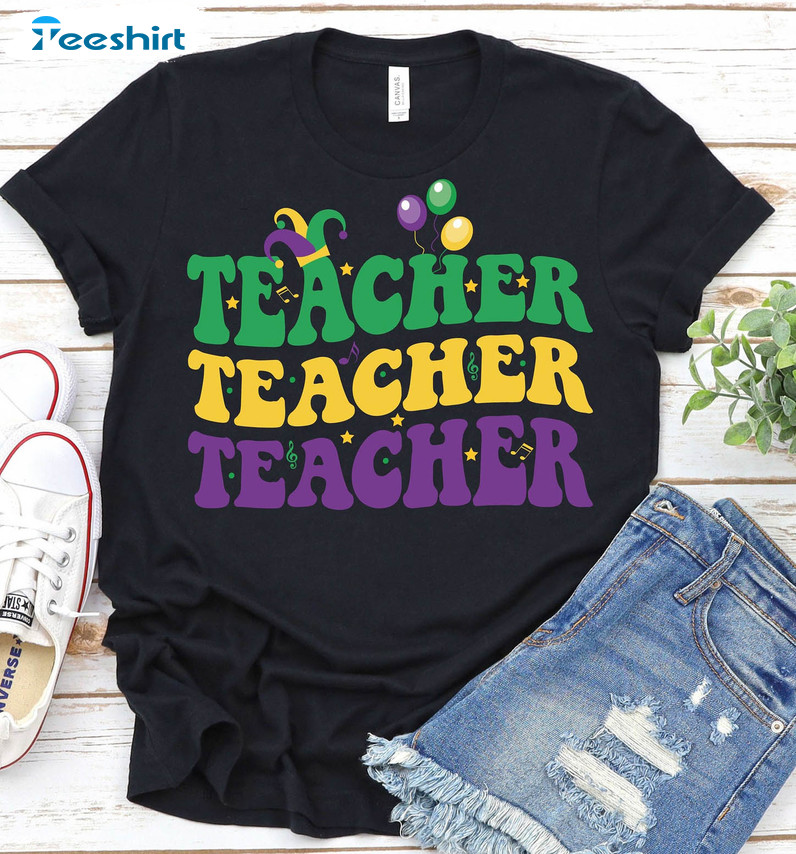 Mardi Gras Teacher Shirt, Funny Mardi Gras Unisex Hoodie Sweater