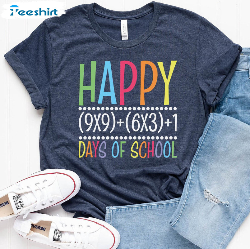 Happy 100 Days Of School Shirt, Teacher 100 Days School Unisex T-shirt Long Sleeve